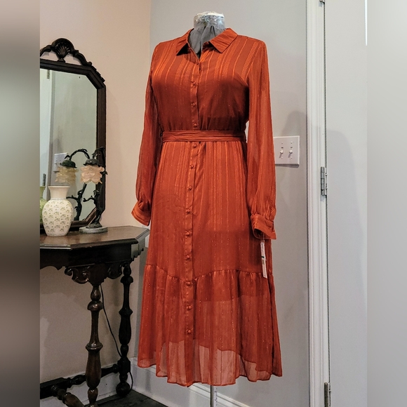 NWT 16 Nanette Lepore Copper Shimmery Dress - Picture 11 of 11